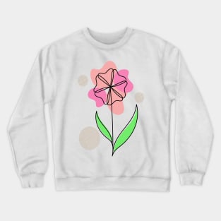 One line art pink cosmos flower Crewneck Sweatshirt